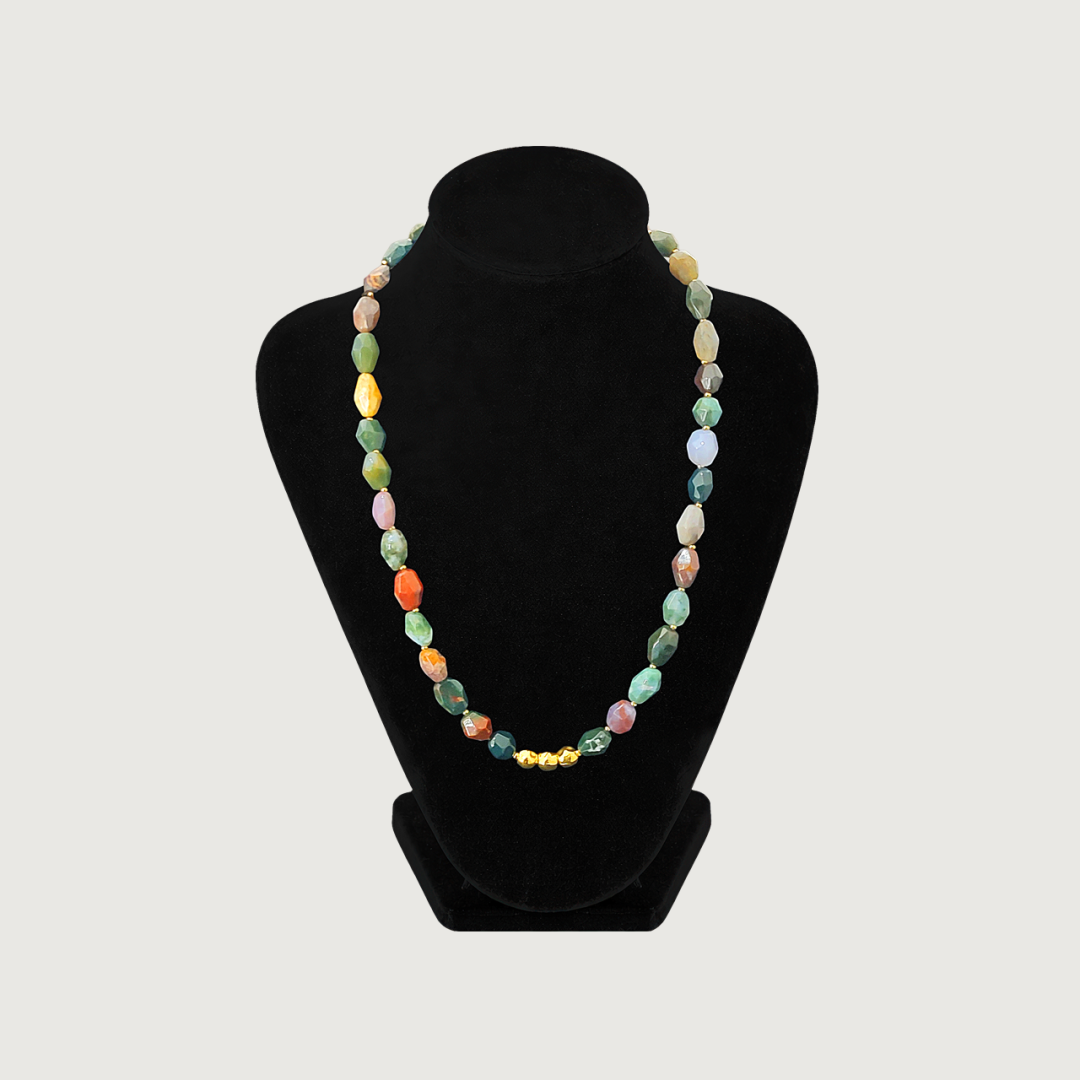 Colier Agat indian cu Zamac Gold 24K