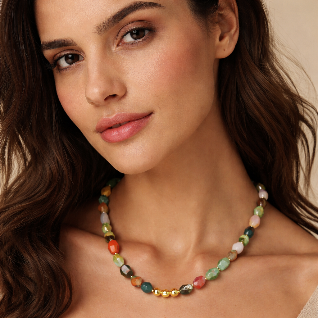 Colier Agat indian cu Zamac Gold 24K - imagine 2