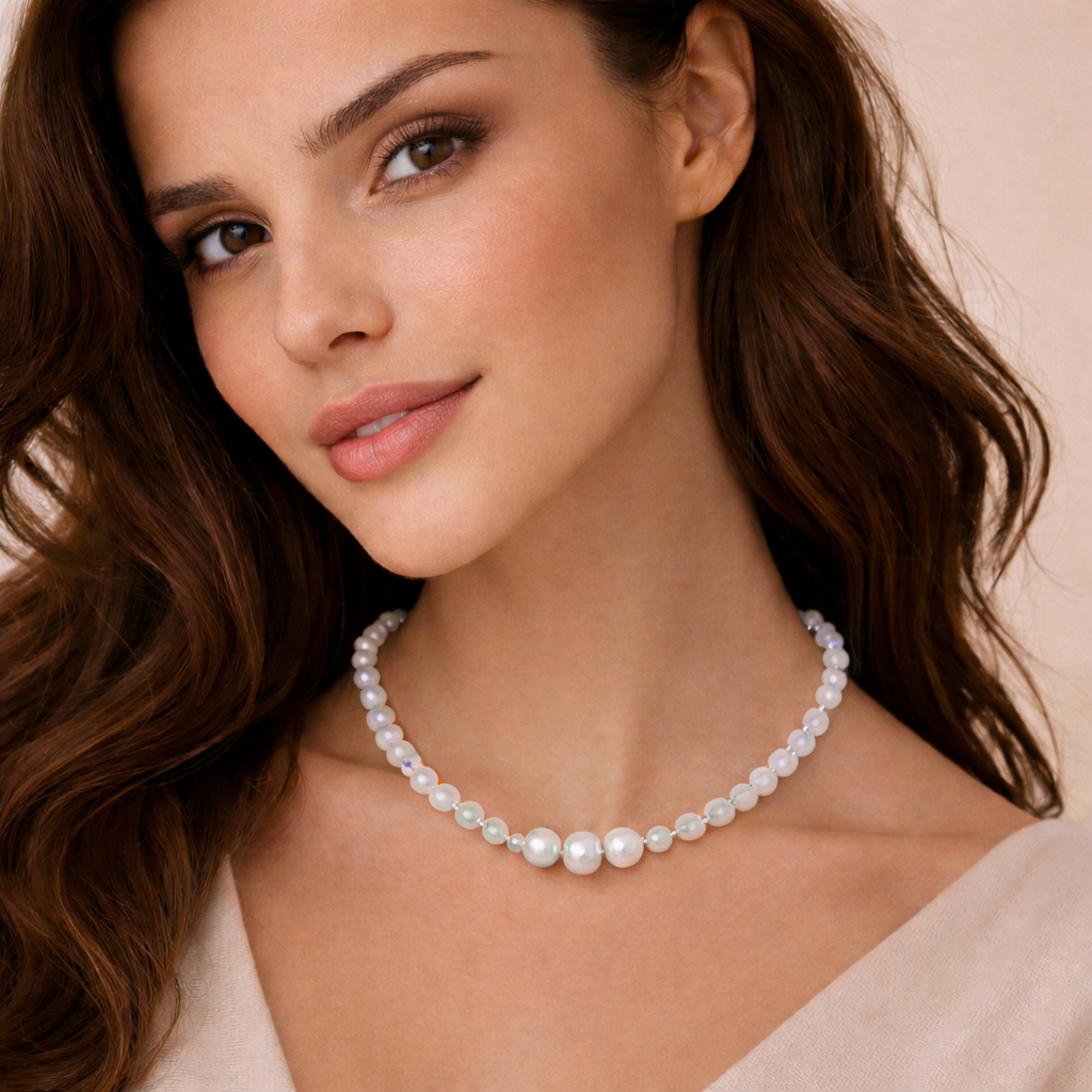 Colier Piatra Lunii + Perle de cultură - imagine 2