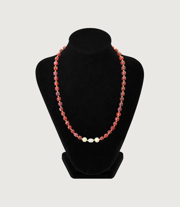 Colier Jad grenă + Perle de cultură