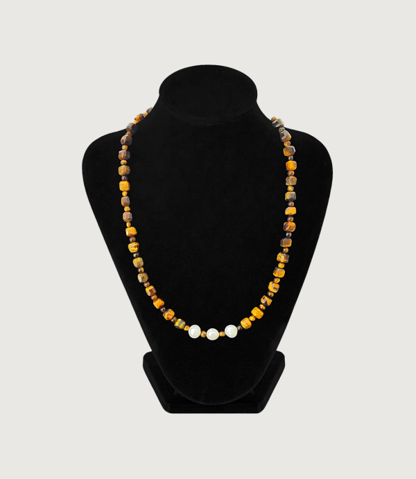 Colier Ochi de Tigru + Perle de cultură