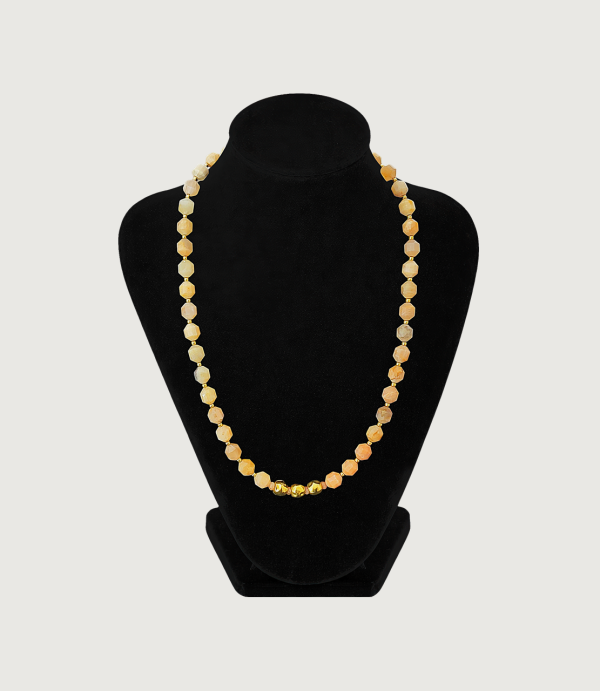 Colier Piatra Soarelui naturală + Zamac Gold 24K