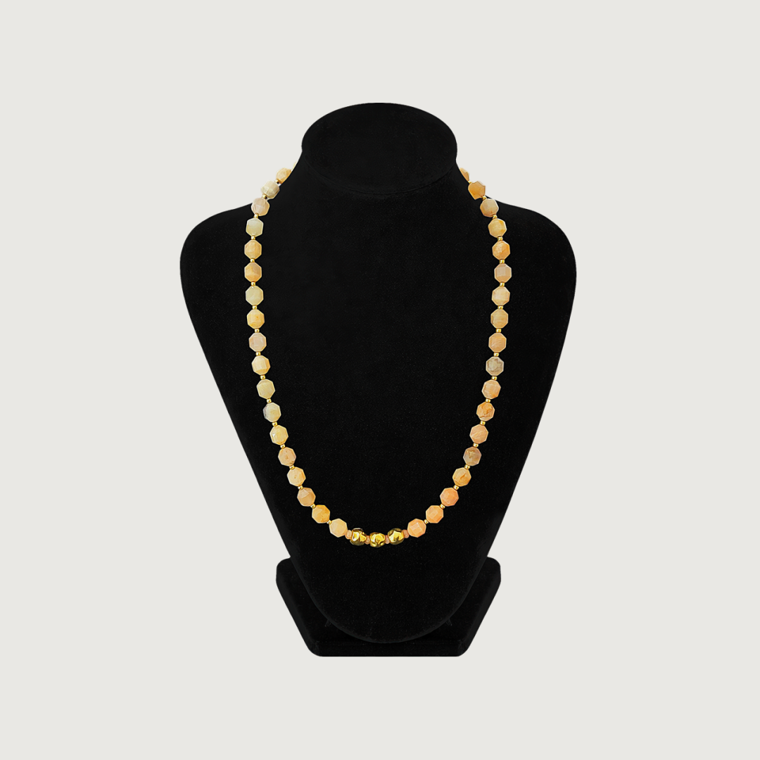 Colier Piatra Soarelui naturală + Zamac Gold 24K