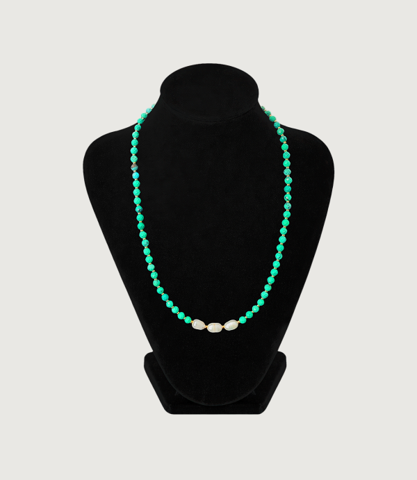 Colier Agat verde + Perle de cultură