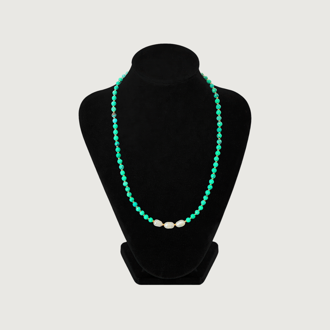 Colier Agat verde + Perle de cultură