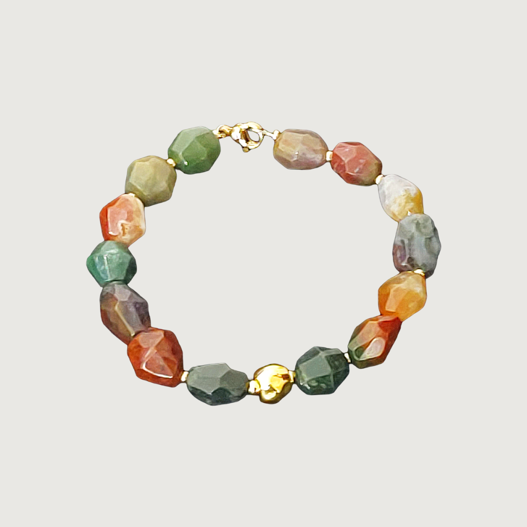 Brățară Agat indian cu Zamac Gold 24K