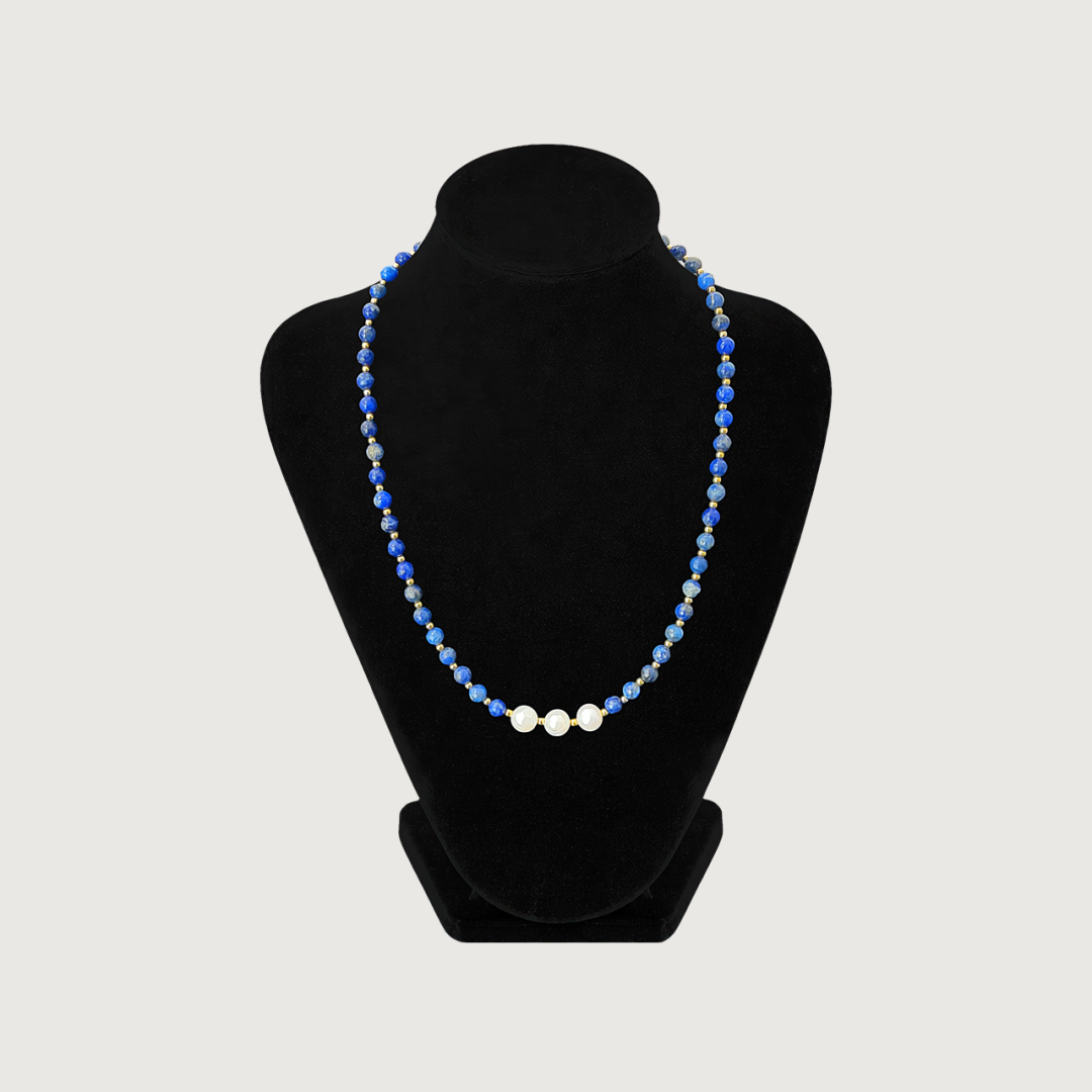 Colier Lapis Lazuli + Perle de cultură