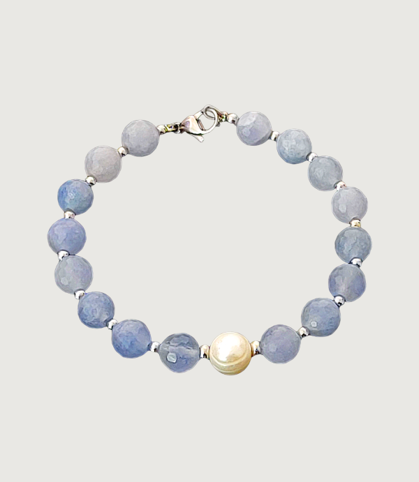 Brățară Acvamarin + Perlă de cultură