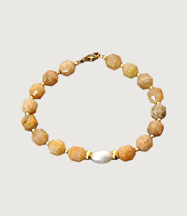 Brățară Piatra Soarelui naturală + Perlă de cultură