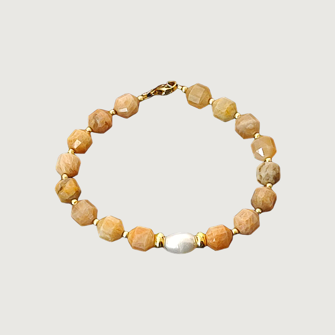 Brățară Piatra Soarelui naturală + Perlă de cultură