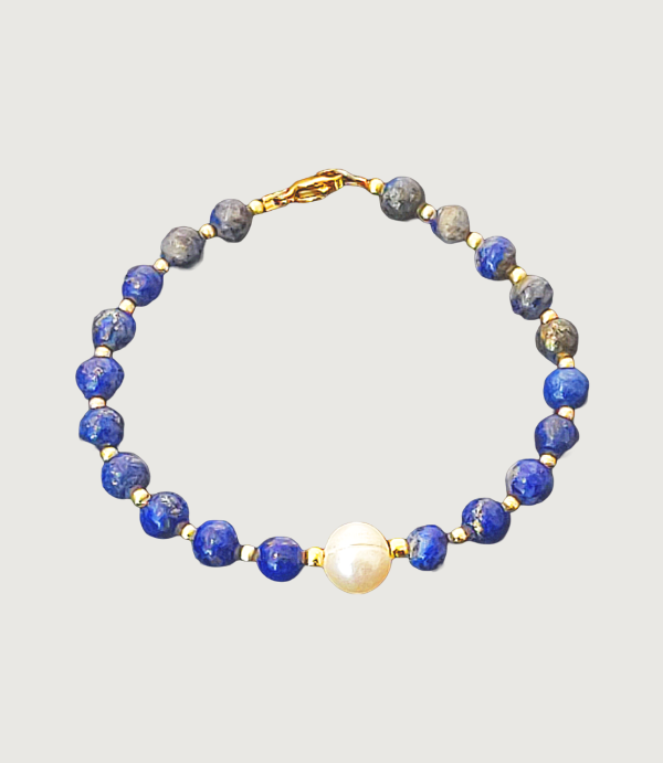 Brățară Lapis Lazuli + Perlă de cultură