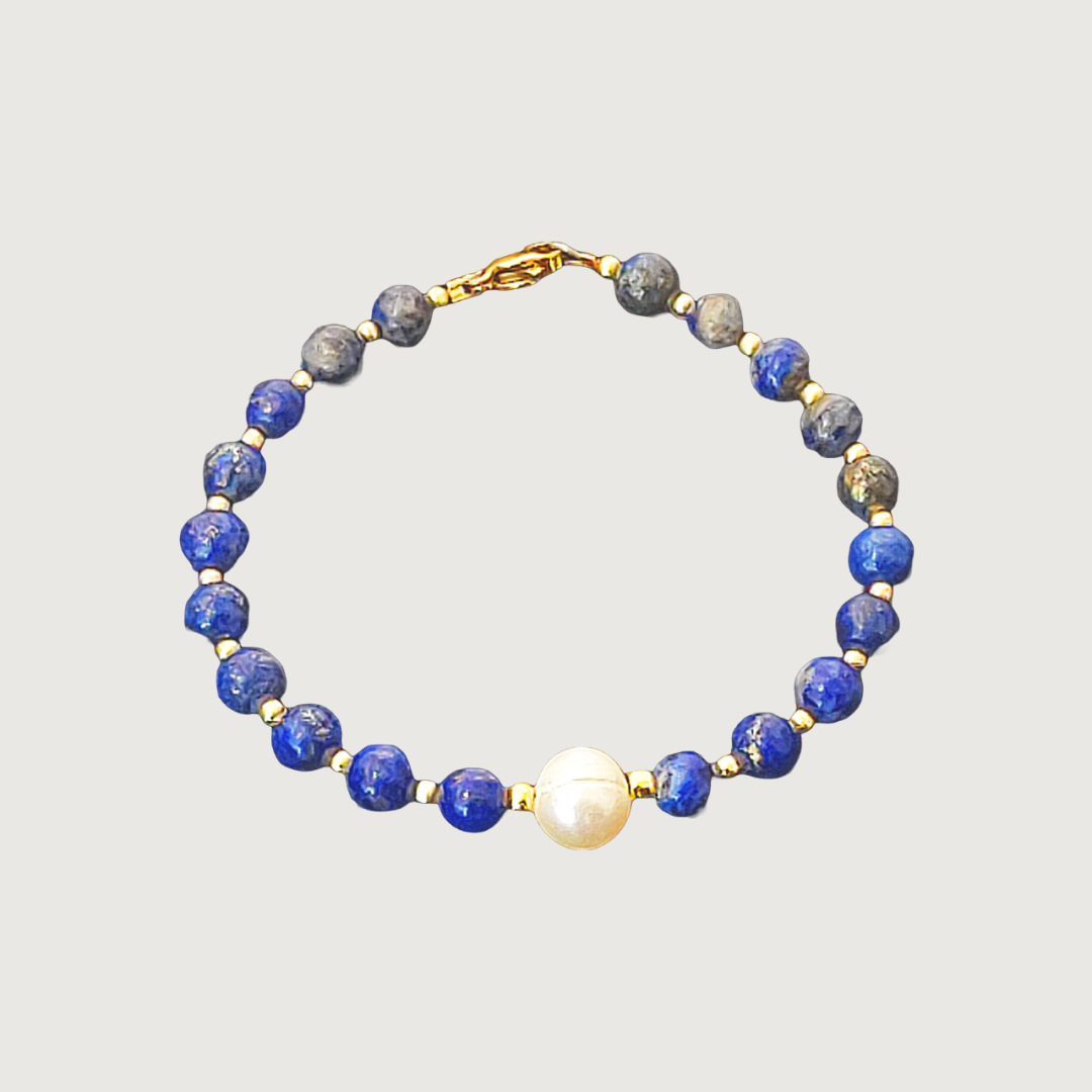 Brățară Lapis Lazuli + Perlă de cultură