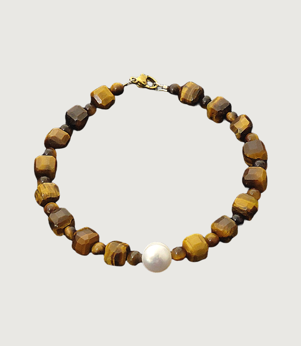 Brățară Ochi de Tigru + Perlă de cultură