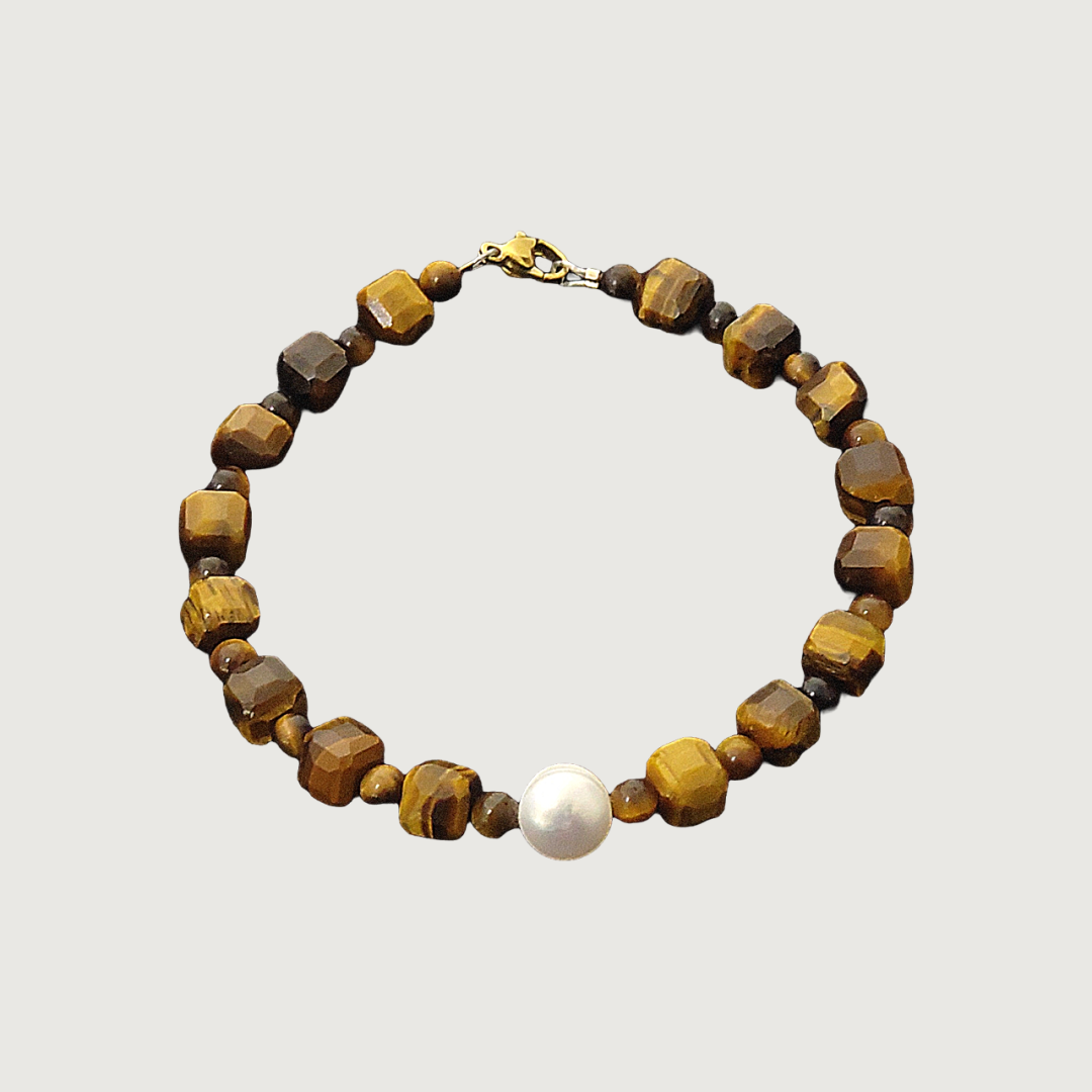 Brățară Ochi de Tigru + Perlă de cultură