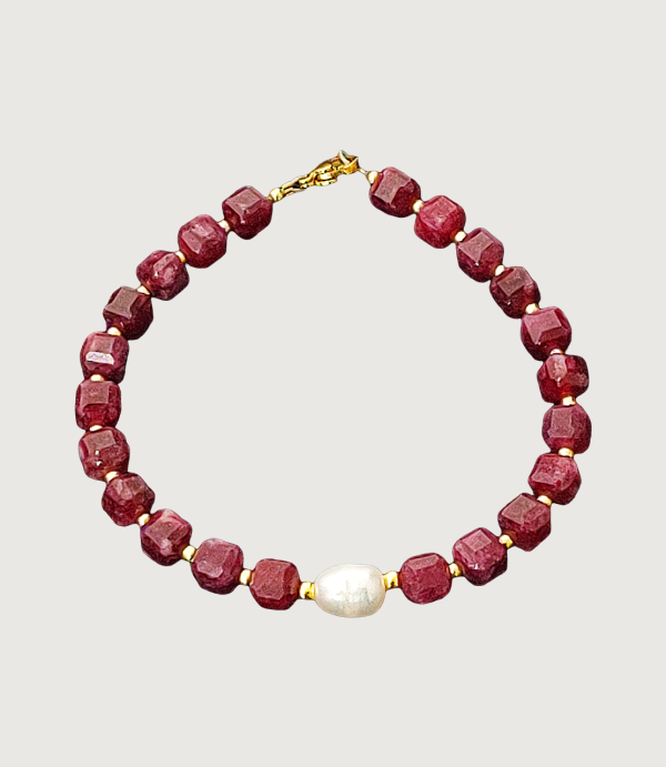 Brățară Granat + Perlă de cultură