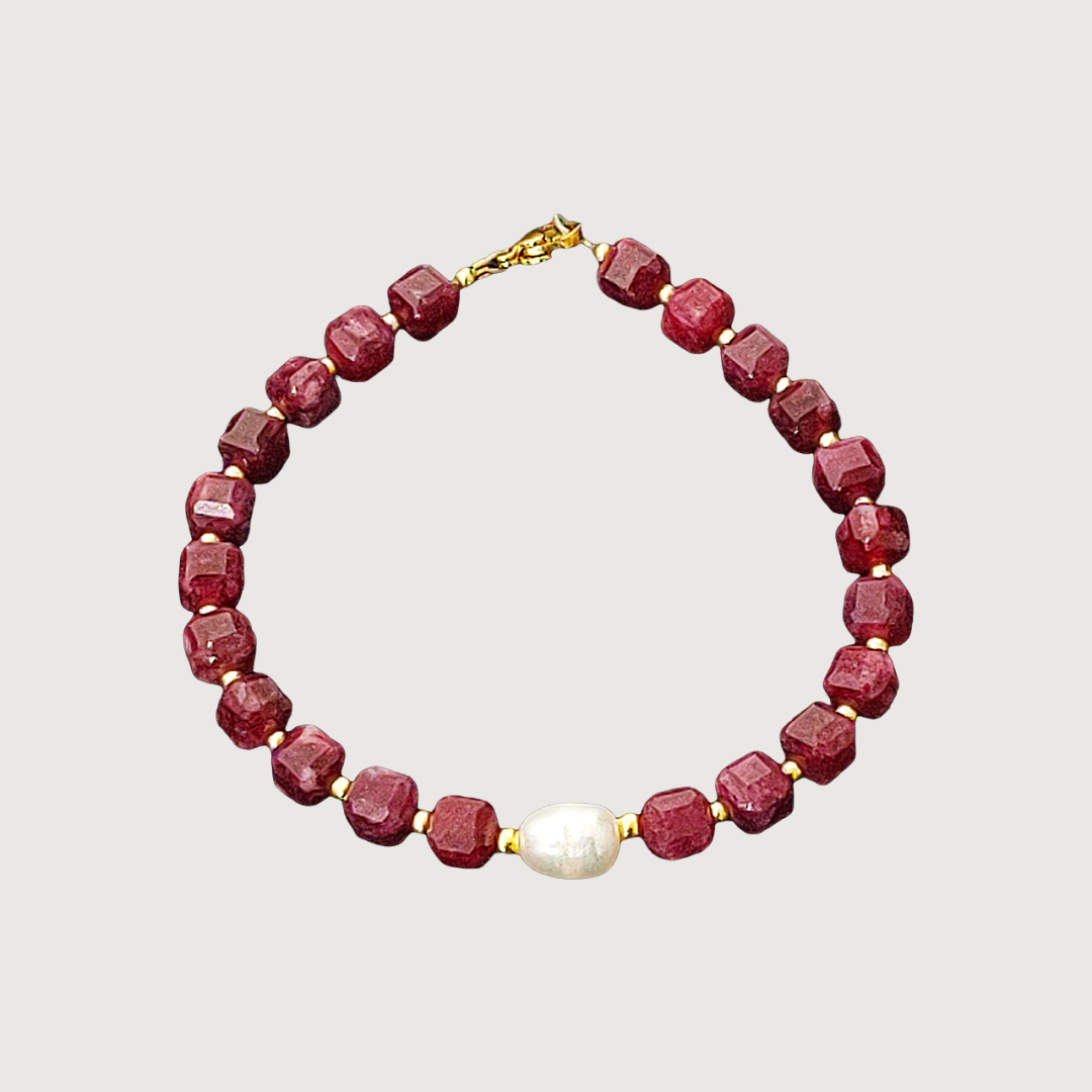 Brățară Jad grenă + Perlă de cultură