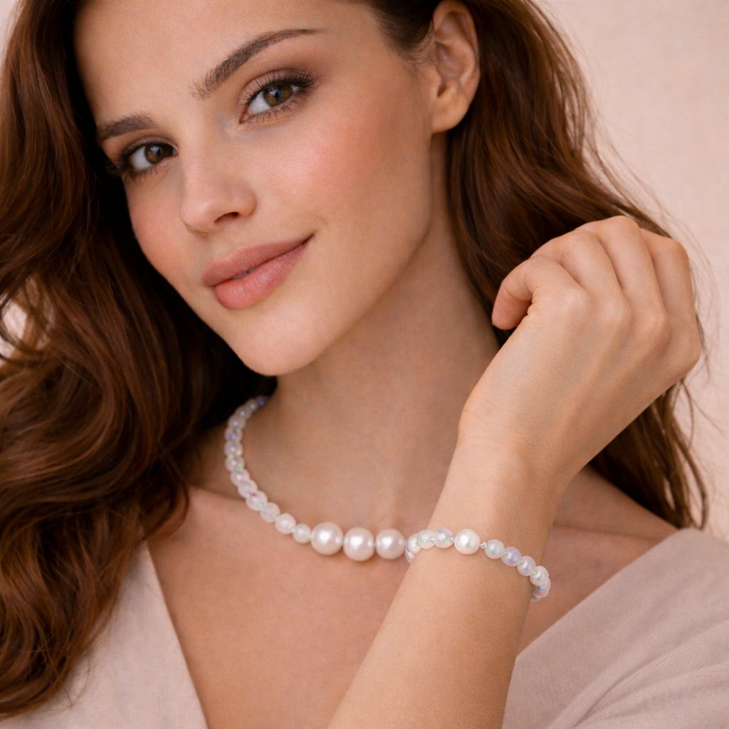 Brățară Piatra Lunii + Perlă de cultură - imagine 2