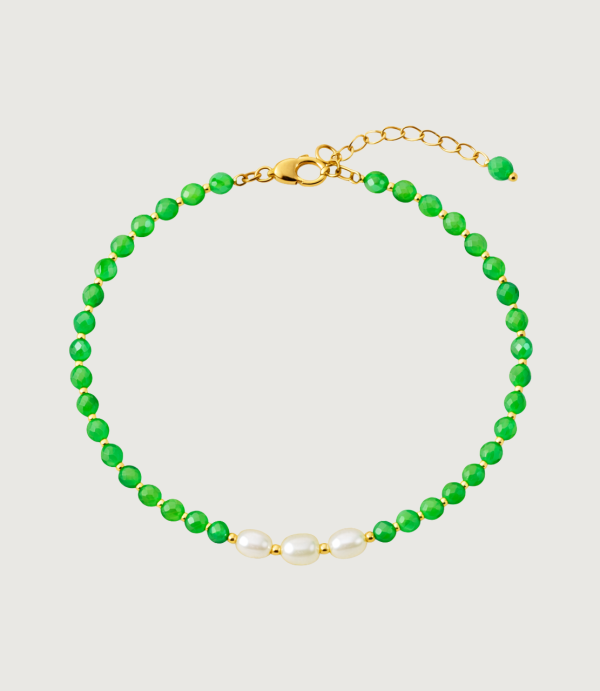 Brățară Agat verde + Perle de cultură