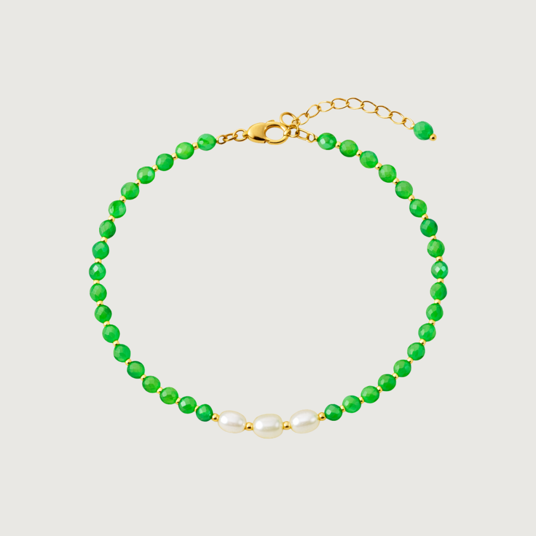 Brățară Agat verde + Perle de cultură
