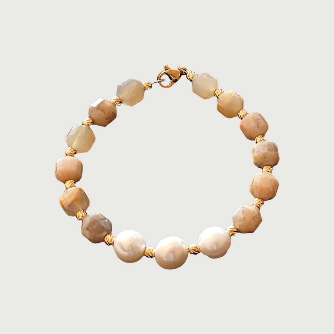 Brățară Piatra Soarelui naturală + Perle de cultură