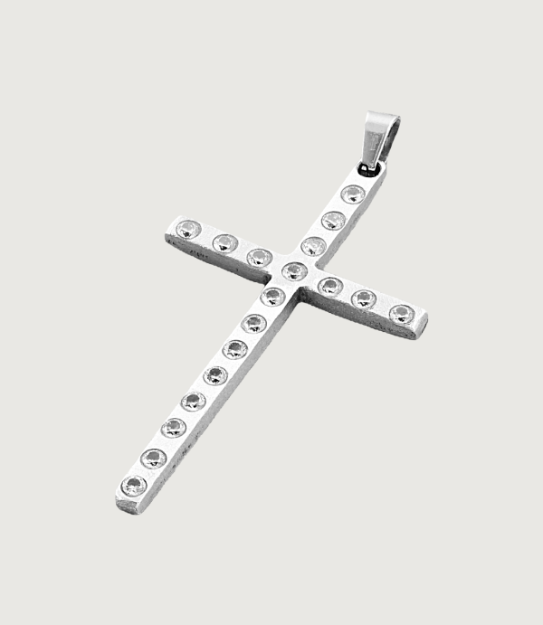 Pandantiv Cruce inox + Zirconia