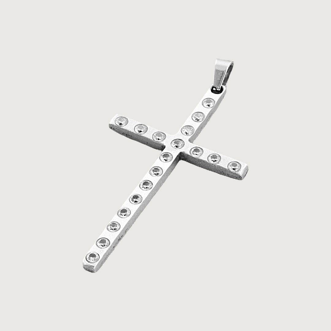 Pandantiv Cruce inox + Zirconia