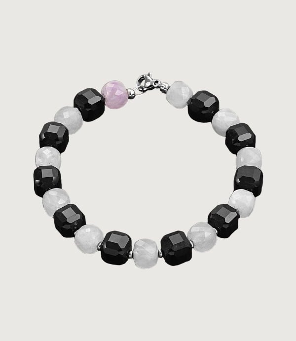 Brățară Onix fațetat + Ametist lavandă