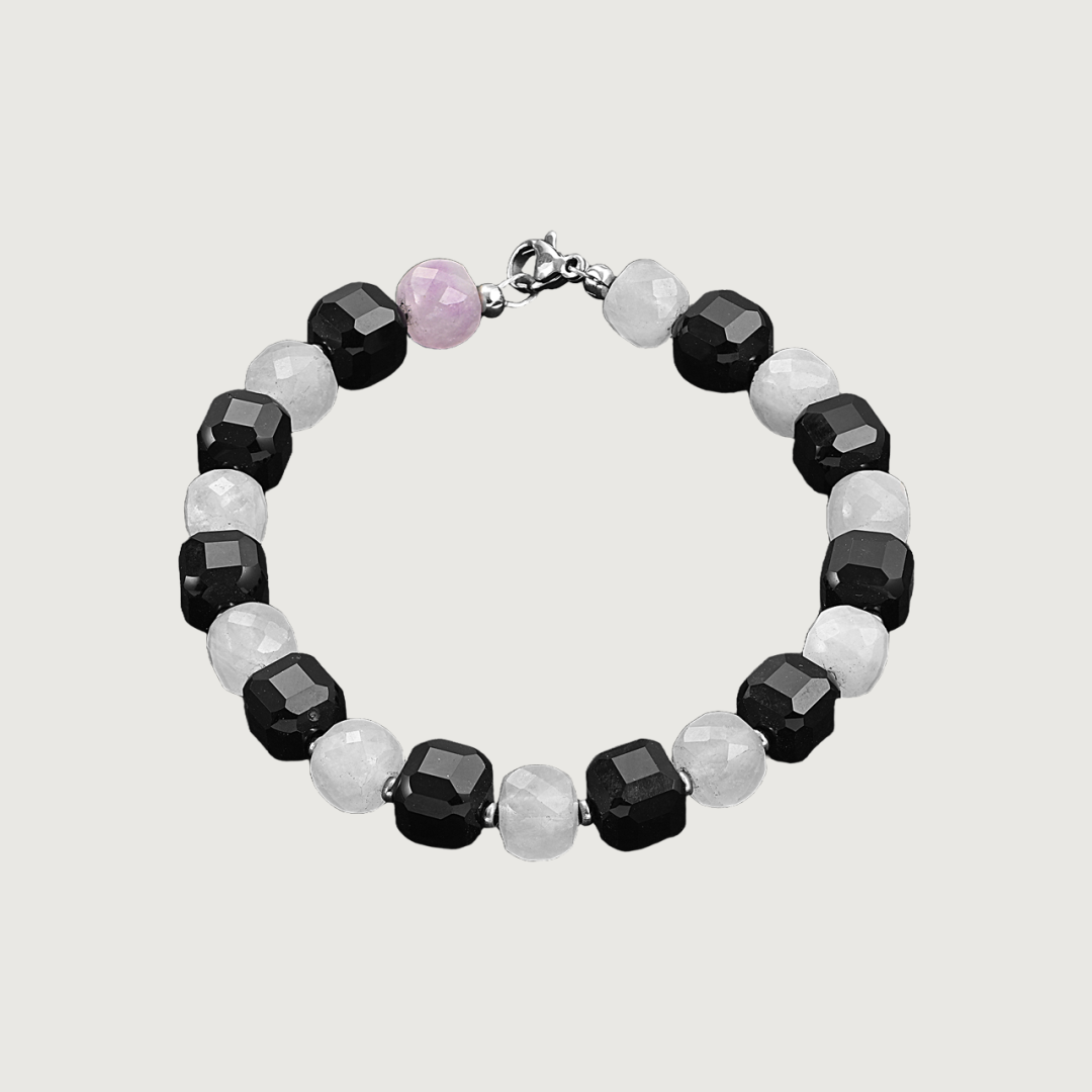 Brățară Onix fațetat + Ametist lavandă
