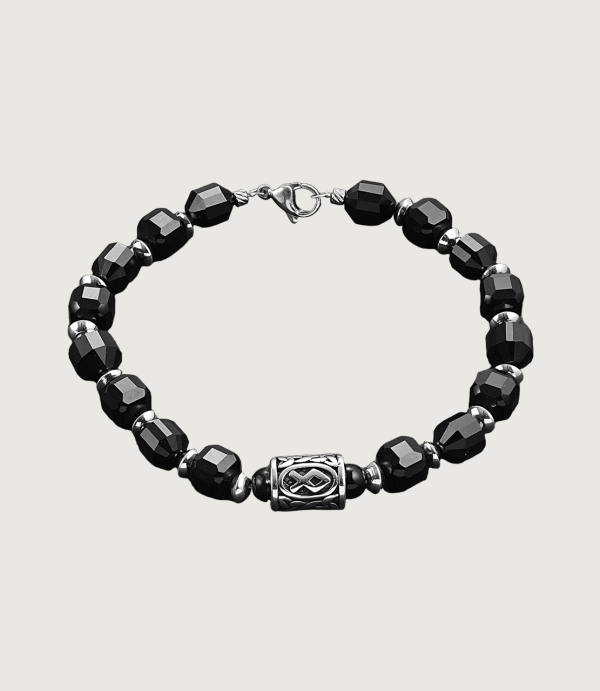 Brățară Onix fațetat + Rună inox