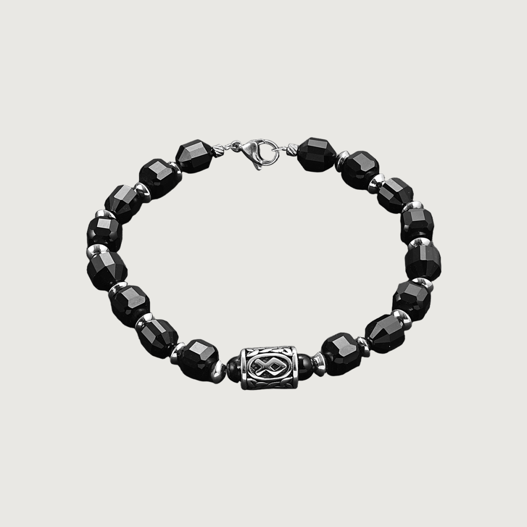 Brățară Onix fațetat + Rună inox