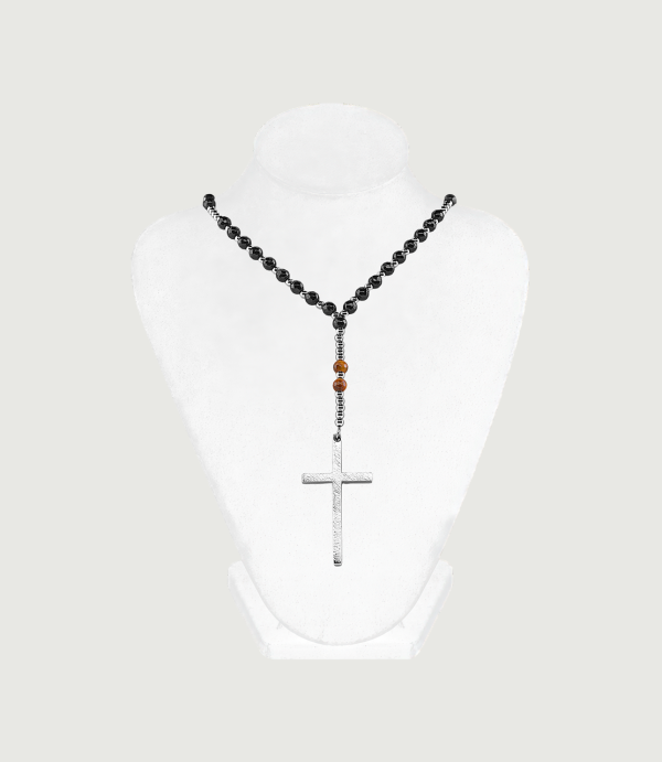 Rozariu Inox Onix fațetat + Ochi de Tigru