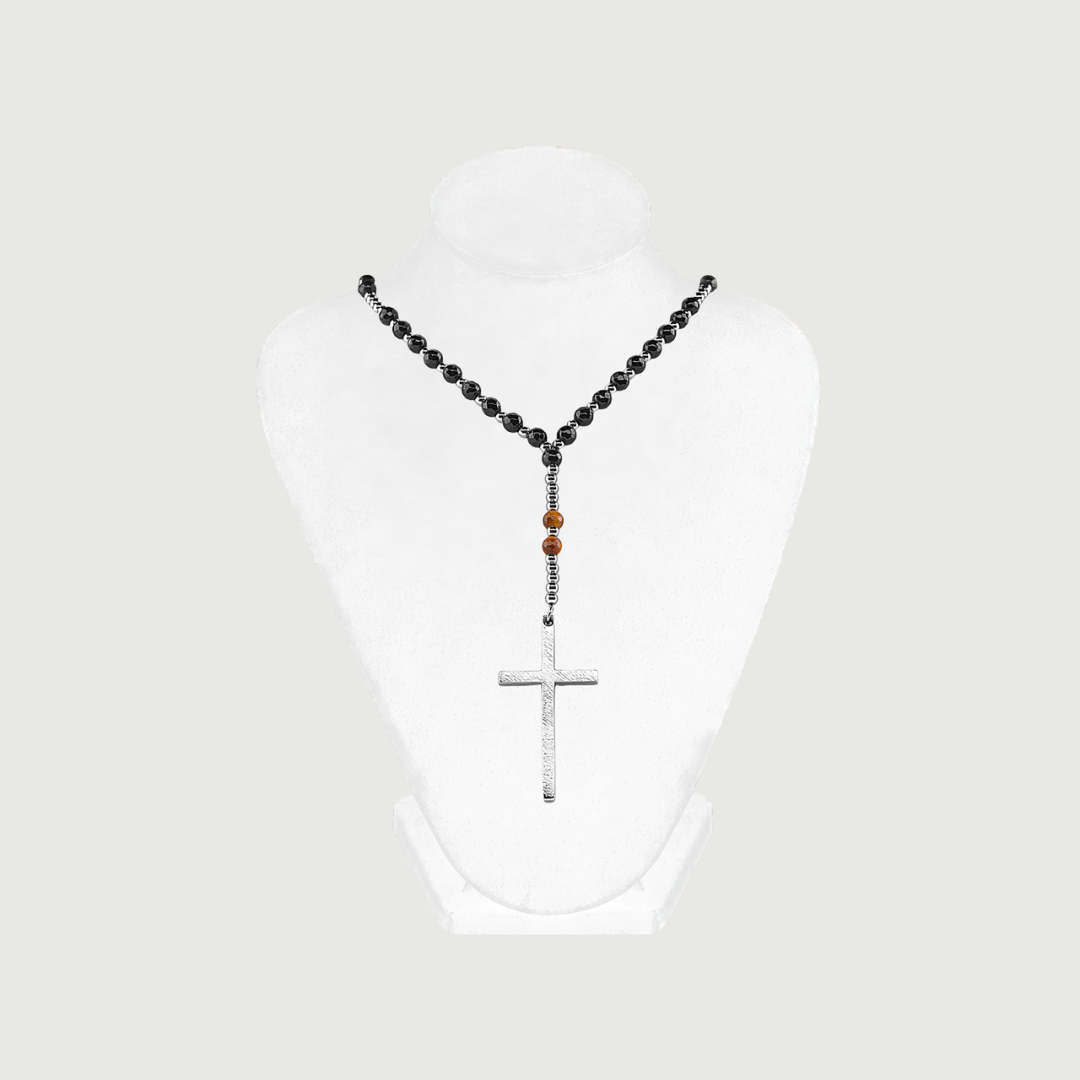 Rozariu Inox Onix fațetat + Ochi de Tigru