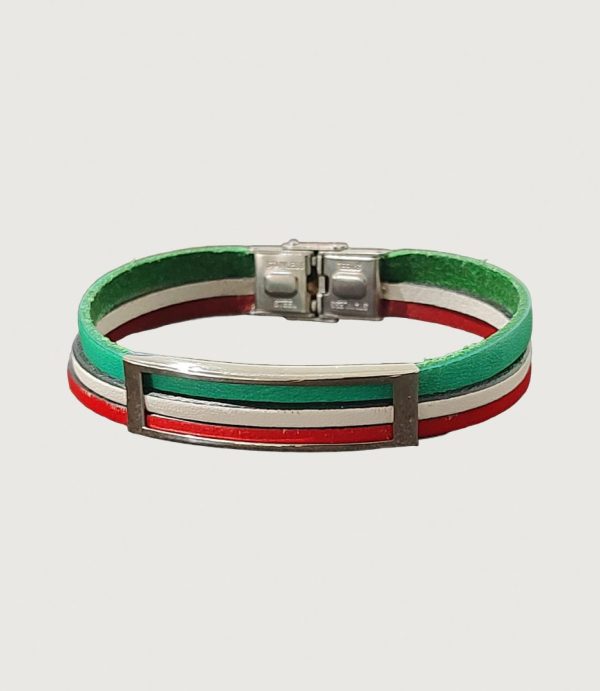 Brățară piele tricolor Italia cu accesorii din inox
