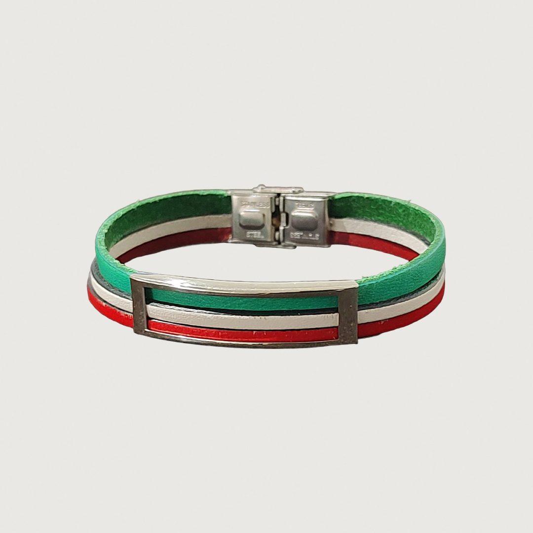 Brățară piele tricolor Italia cu accesorii din inox