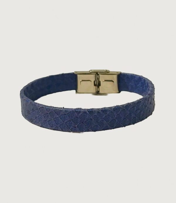 Brățară bleumarin imitație piele de șarpe